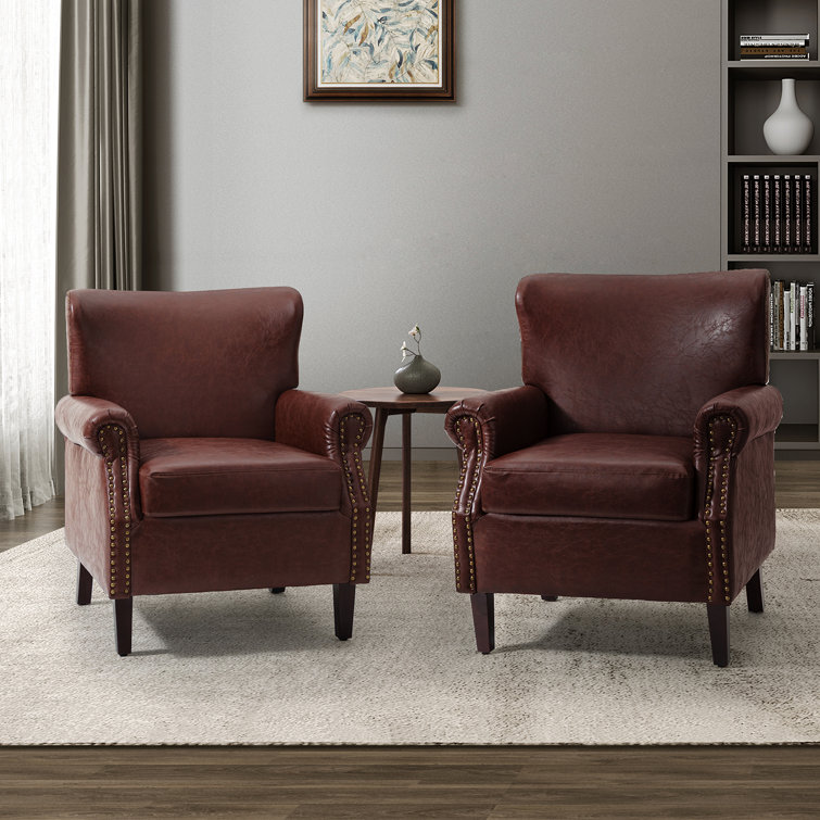 Leather club chair discount with nailhead trim